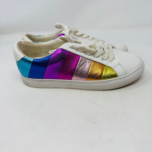 Kurt Geiger Metallic Rainbow Striped Women's Athletic Shoes - Picture 7 of 11